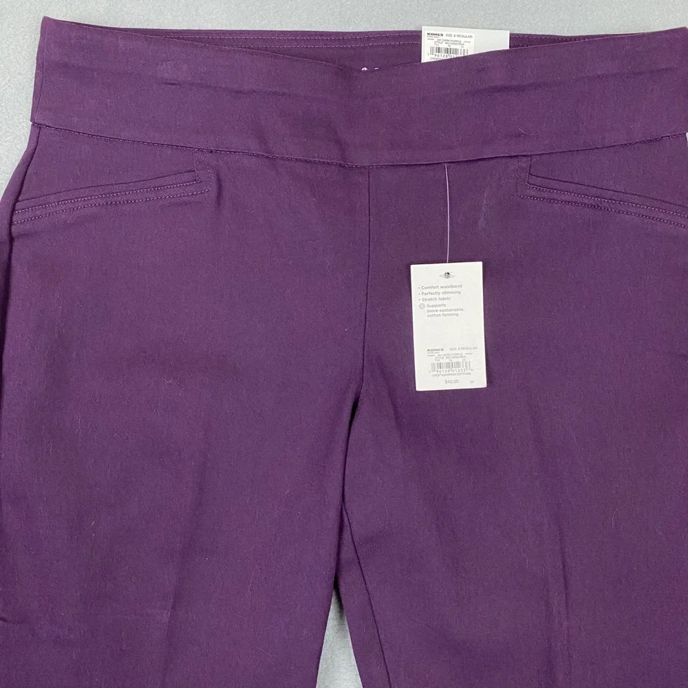 Croft & Barrow Effortless Stretch Mid Rise Bootcut Pants Womens 8 Purple NWT - Picture 3 of 12